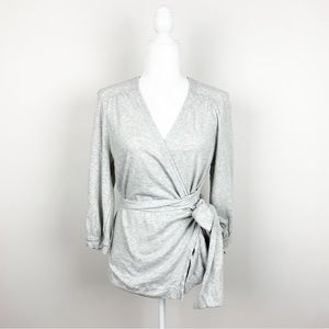 Caslon Gray Size Small 3/4 Sleeve Wrap Top